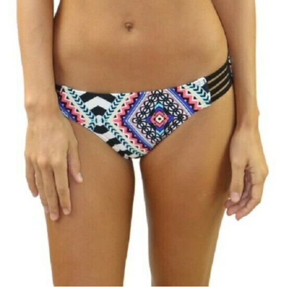 HEAT Swimwear Tribal Beat 4 string strappy printed swim bikini bottom Size L NEW - Picture 8 of 8